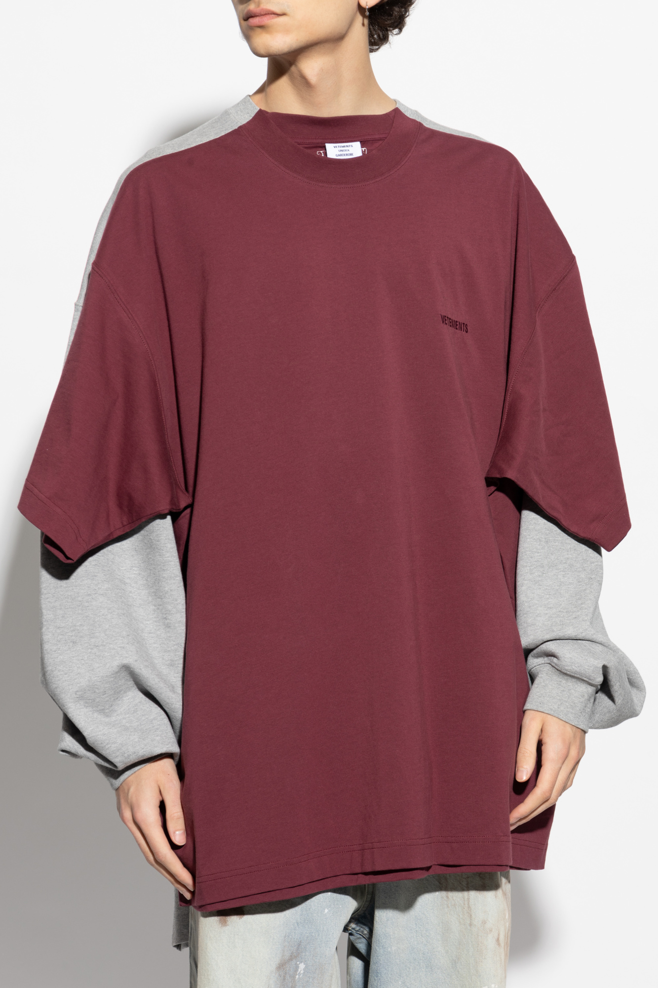 VETEMENTS Sweatshirt with double T-shirt in oversize style